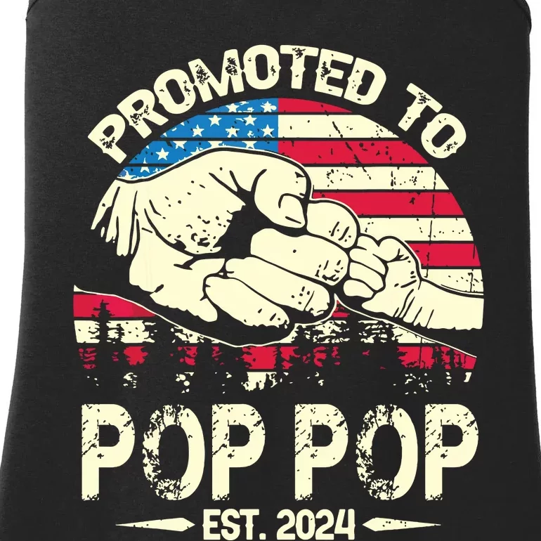 Promoted To Pop Pop 2024 Soon To Be Pop Pop 2024 New Dad Ladies Essential Tank