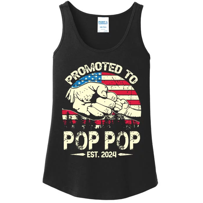 Promoted To Pop Pop 2024 Soon To Be Pop Pop 2024 New Dad Ladies Essential Tank