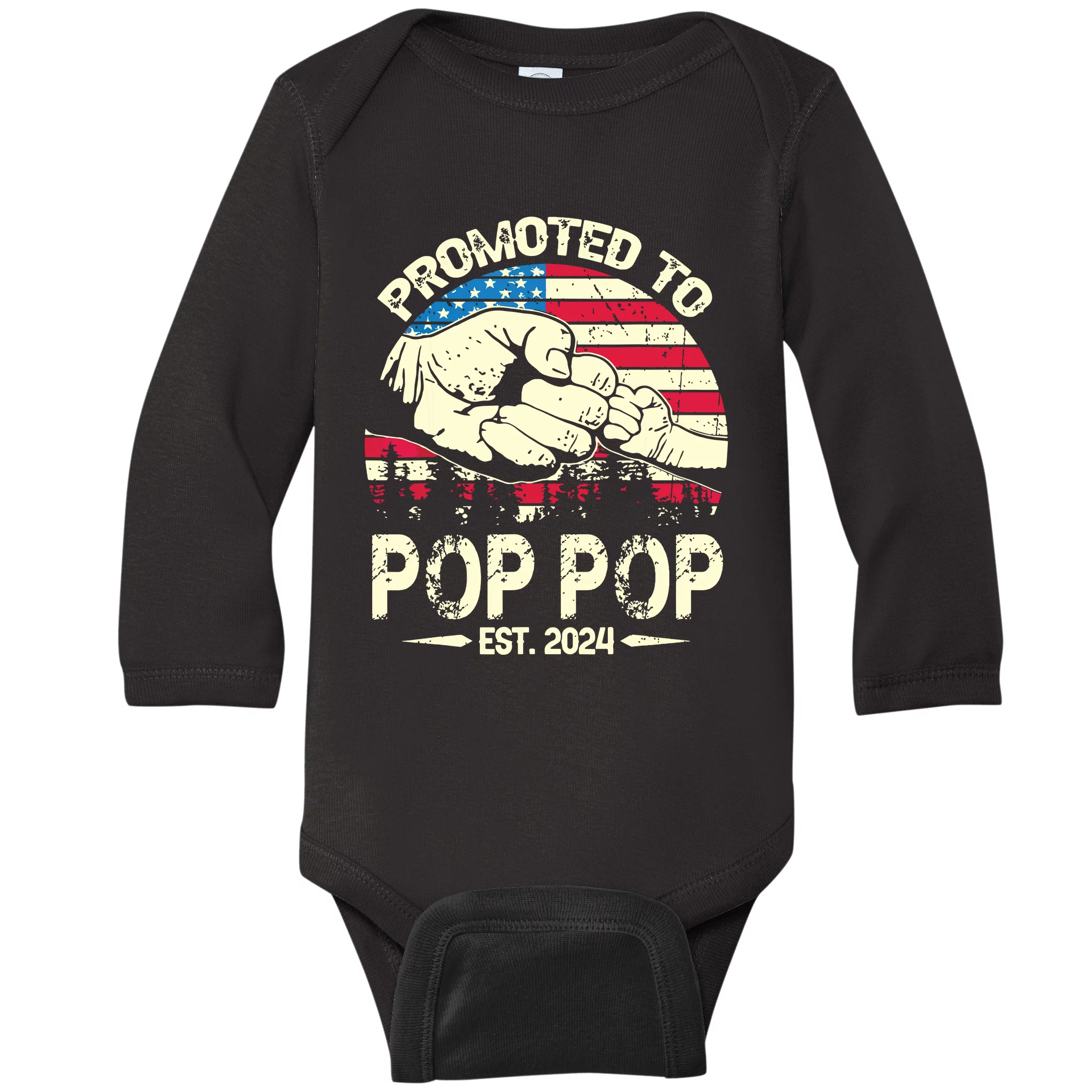 Promoted To Pop Pop 2024 Soon To Be Pop Pop 2024 New Dad Baby Long   Ptp4805389 Promoted To Pop Pop 2024 Soon To Be Pop Pop 2024 New Dad  Black Lss Garment.webp