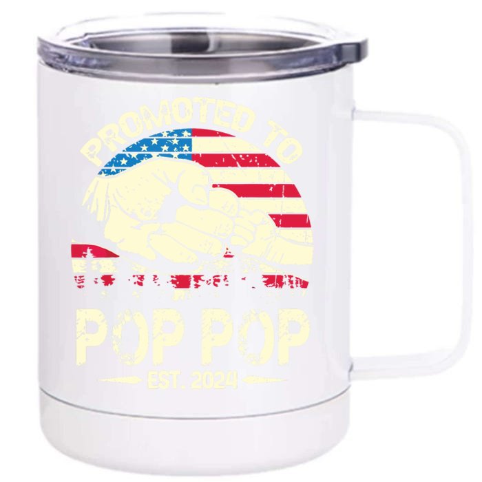 Promoted To Pop Pop 2024 Soon To Be Pop Pop 2024 New Dad Front & Back 12oz Stainless Steel Tumbler Cup