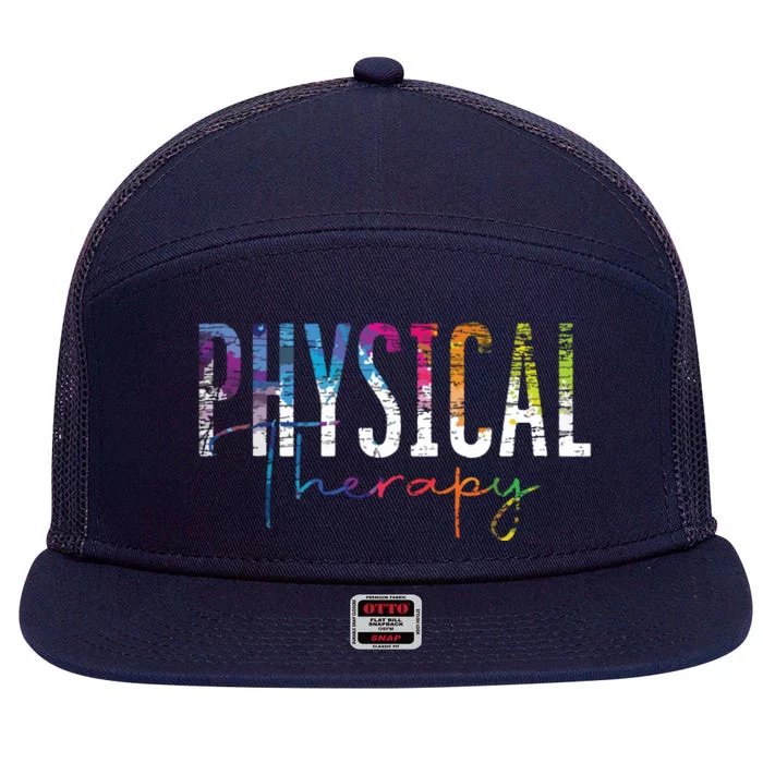 Physical Therapist PT Exercise Colorful Physical Therapy 7 Panel Mesh Trucker Snapback Hat