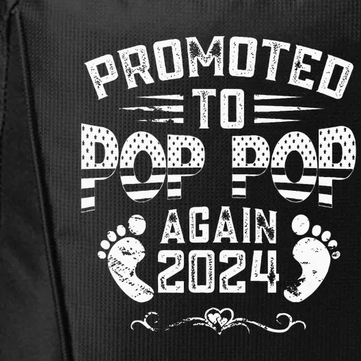 Promoted To Pop Pop Again 2024 Funny Pregnancy Announcement City Backpack