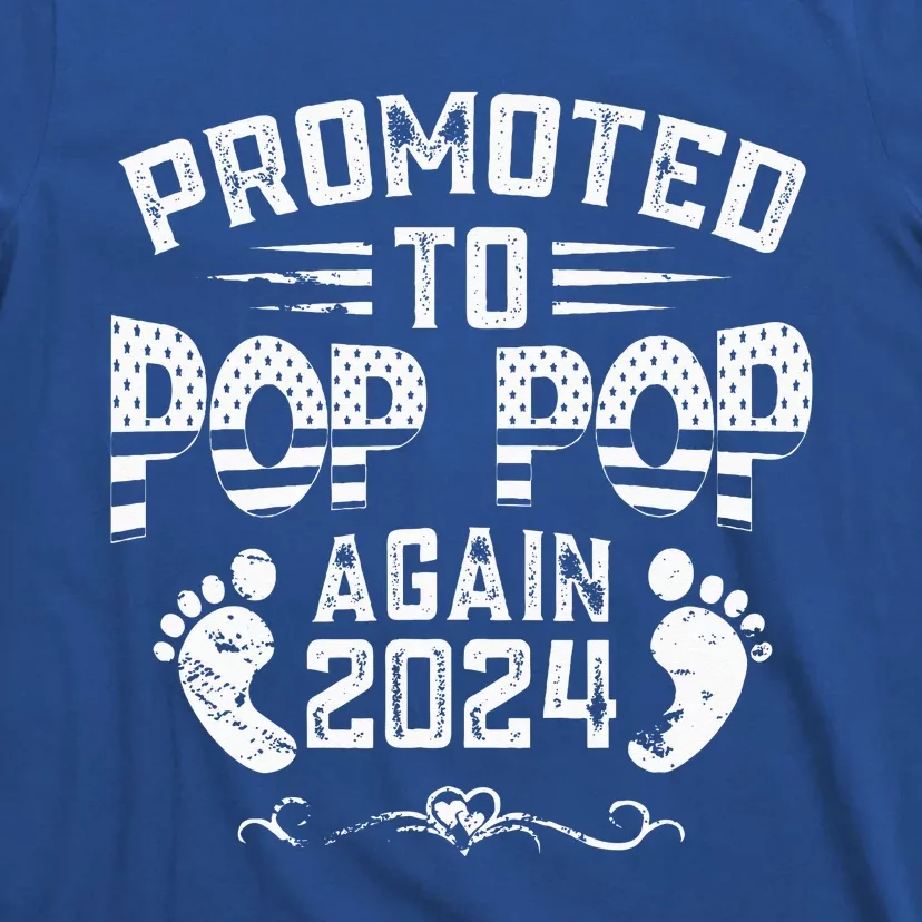 Promoted To Pop Pop Again 2024 Funny Pregnancy Announcement T-Shirt