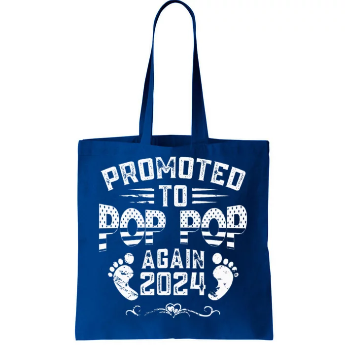 Promoted To Pop Pop Again 2024 Funny Pregnancy Announcement Tote Bag