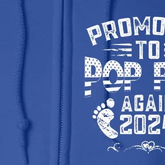 Promoted To Pop Pop Again 2024 Funny Pregnancy Announcement Full Zip Hoodie