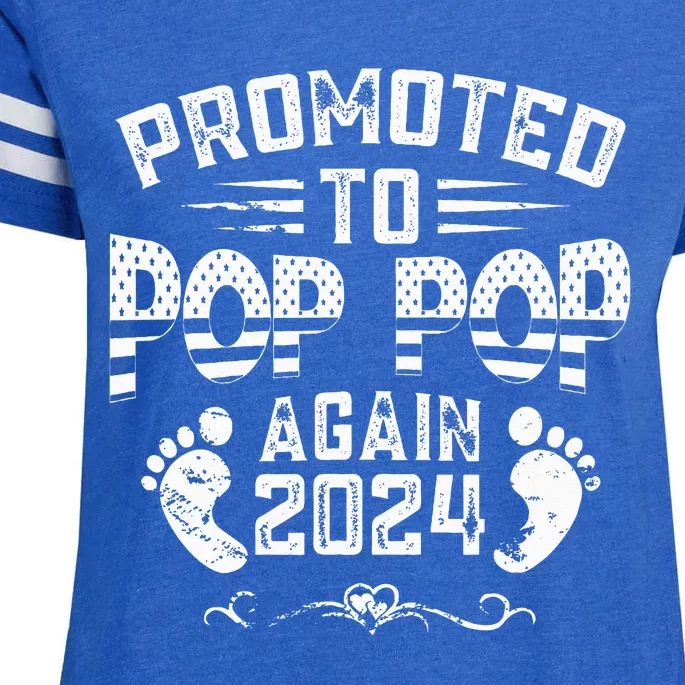 Promoted To Pop Pop Again 2024 Funny Pregnancy Announcement Enza Ladies Jersey Football T-Shirt