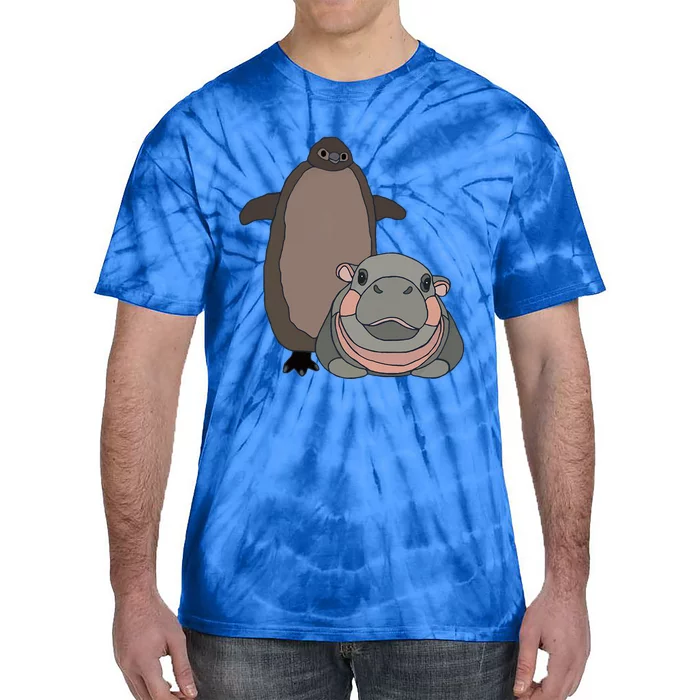 Pesto The Penguin And Moo Deng The Baby Hippo Tie-Dye T-Shirt