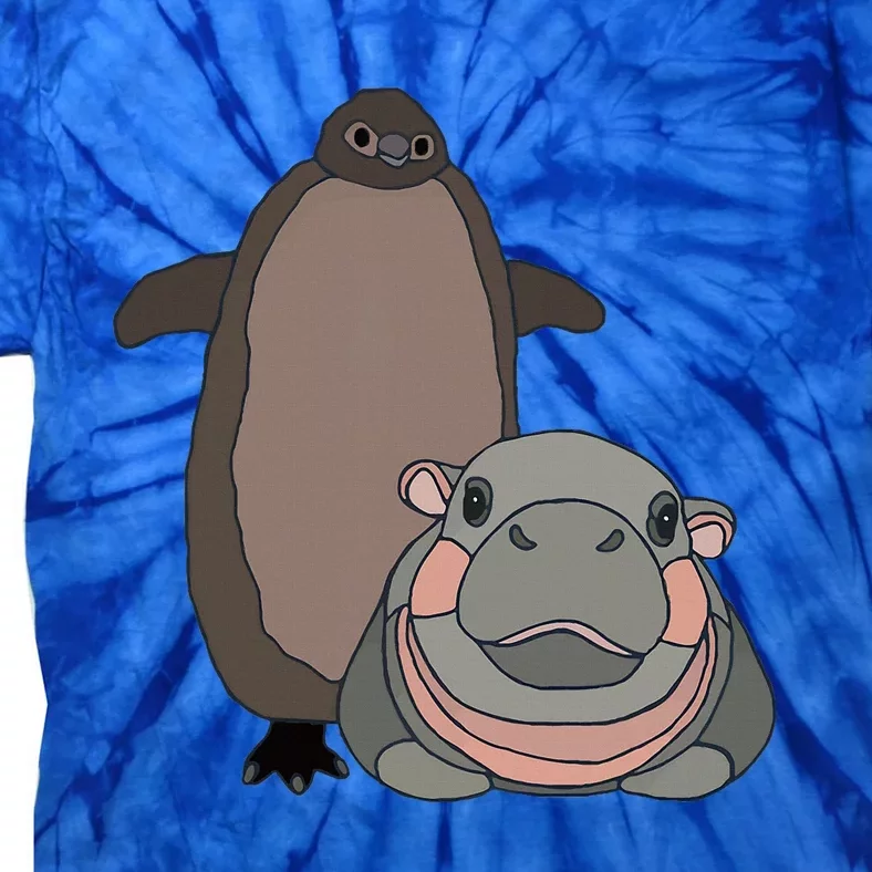 Pesto The Penguin And Moo Deng The Baby Hippo Tie-Dye T-Shirt