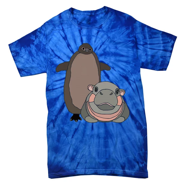 Pesto The Penguin And Moo Deng The Baby Hippo Tie-Dye T-Shirt