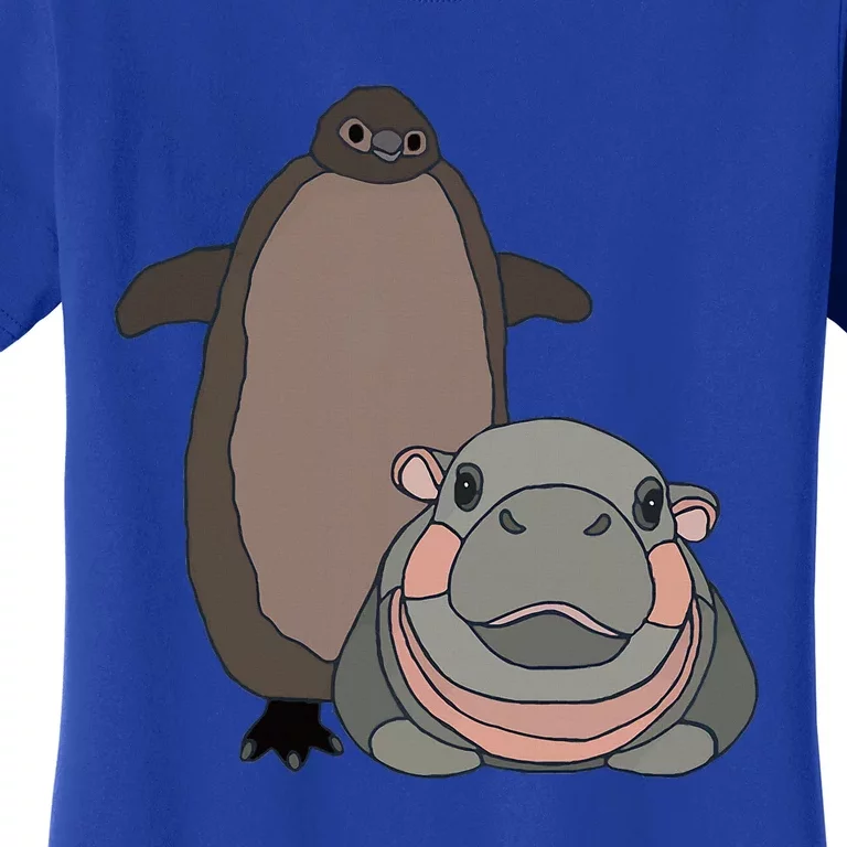 Pesto The Penguin And Moo Deng The Baby Hippo Women's T-Shirt