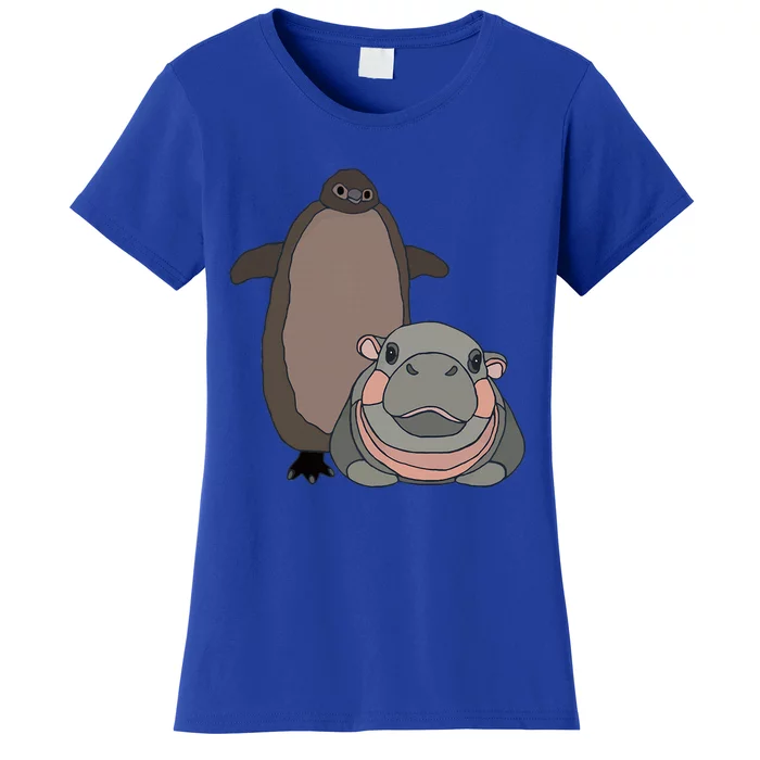 Pesto The Penguin And Moo Deng The Baby Hippo Women's T-Shirt