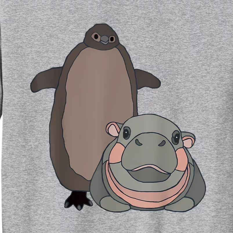 Pesto The Penguin And Moo Deng The Baby Hippo Funny Tall Sweatshirt