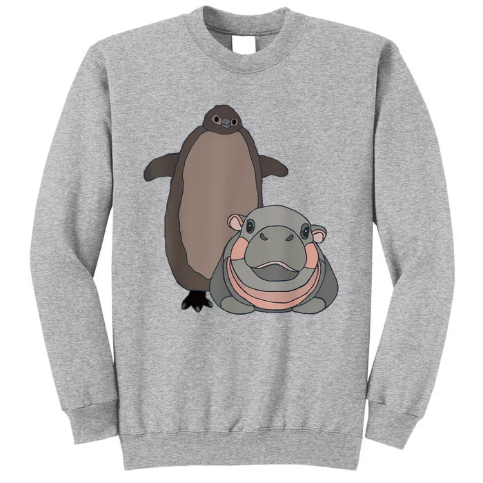 Pesto The Penguin And Moo Deng The Baby Hippo Funny Tall Sweatshirt