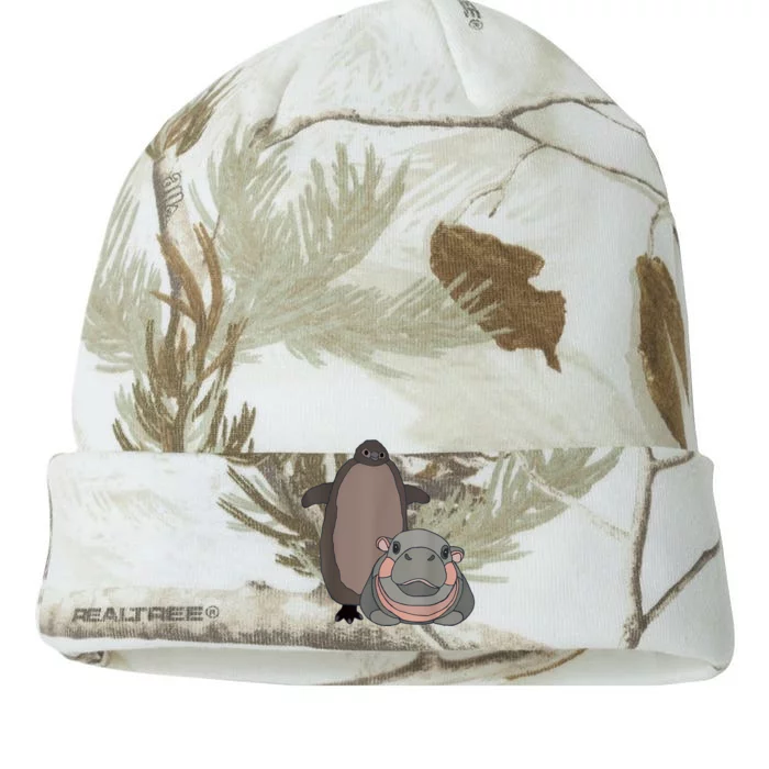 Pesto The Penguin And Moo Deng The Baby Hippo Funny Kati - 12in Camo Beanie