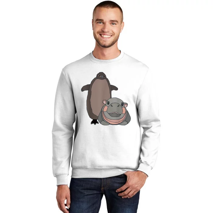 Pesto The Penguin And Moo Deng The Baby Hippo Funny Sweatshirt