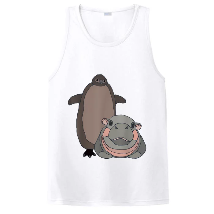 Pesto The Penguin And Moo Deng The Baby Hippo Funny Performance Tank