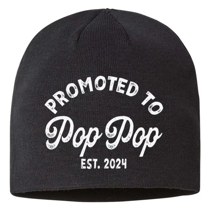 Promoted To Pop Pops New Grandpa Pop Established 2023 Gender Reveal 8 1/2in Sustainable Knit Beanie