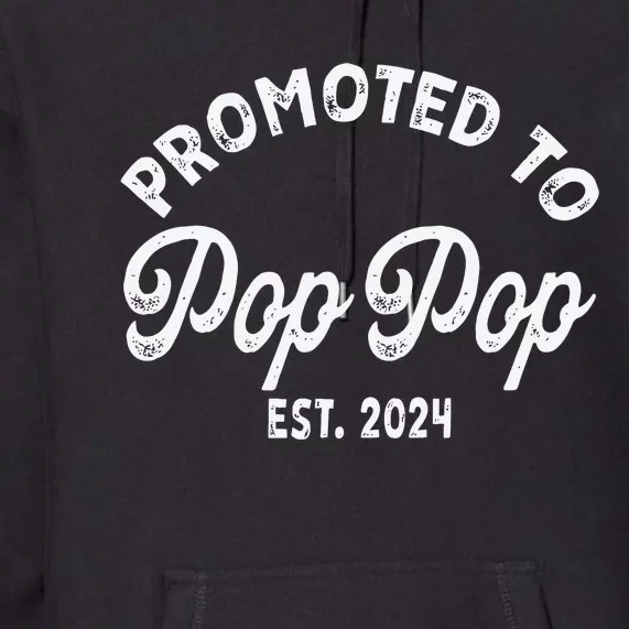 Promoted To Pop Pops New Grandpa Pop Established 2023 Gender Reveal Premium Hoodie