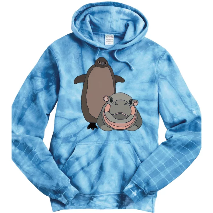 Pesto The Penguin And Moo Deng The Baby Hippo Tie Dye Hoodie