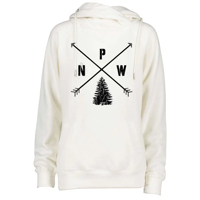 Pine Tree Pacific Northwest PNW Arrows Womens Funnel Neck Pullover Hood