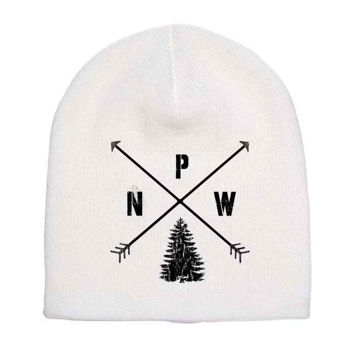 Pine Tree Pacific Northwest PNW Arrows Short Acrylic Beanie