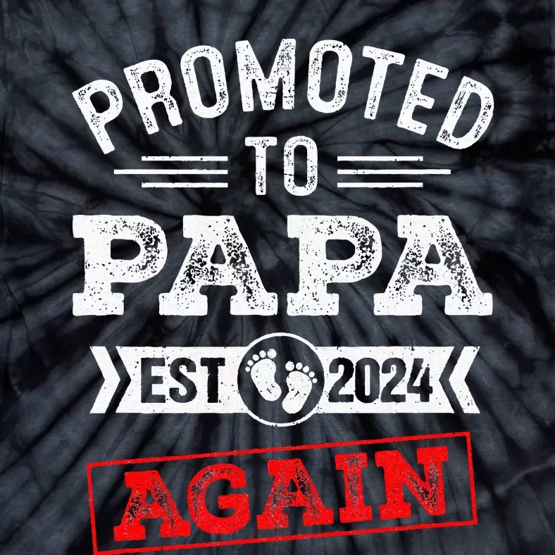 Promoted To Papa Again 2024 Pregnancy Announcement Tie-Dye T-Shirt