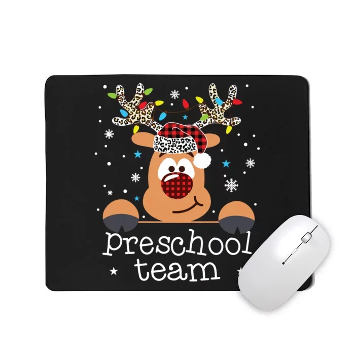 Preschool Team Plaid Reindeer Santa Hat Teacher Christmas Mousepad