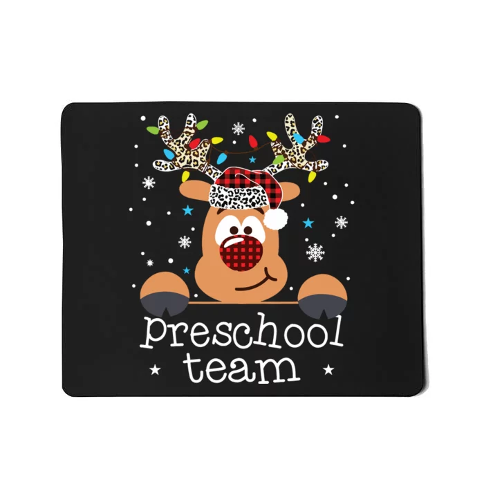 Preschool Team Plaid Reindeer Santa Hat Teacher Christmas Mousepad