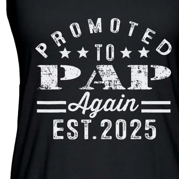 Promoted To Pap Again Est 2025 Pregnancy Announcement Ladies Essential Flowy Tank