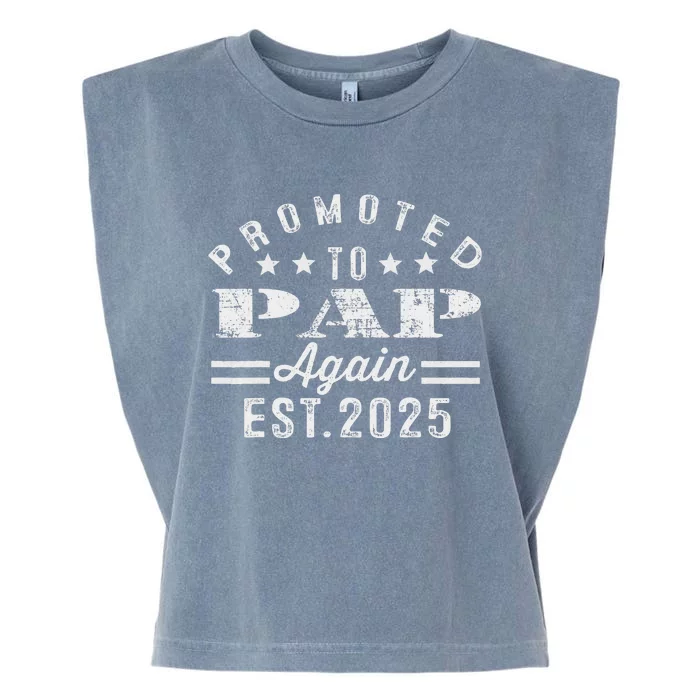 Promoted To Pap Again Est 2025 Pregnancy Announcement Garment-Dyed Women's Muscle Tee