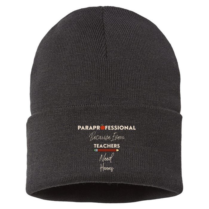 Paraprofessional Teacher Front & Back Sustainable Knit Beanie