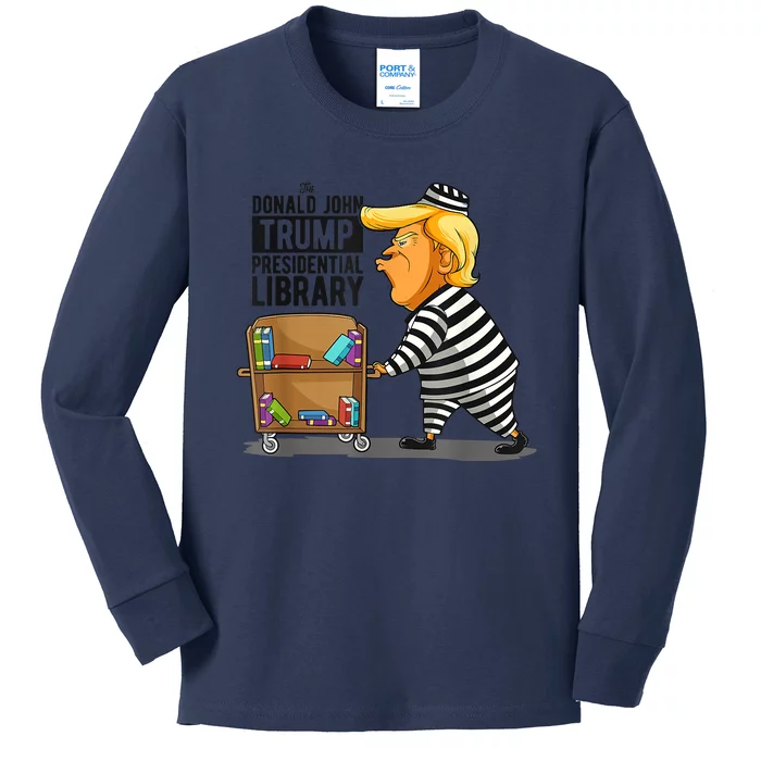 Prison Trump Presidential Library Funny Anti Trump Kids Long Sleeve Shirt