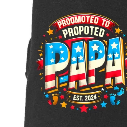 Promoted To Papa Est. 2024 New Papa Fathers Day Doggie 3-End Fleece Hoodie