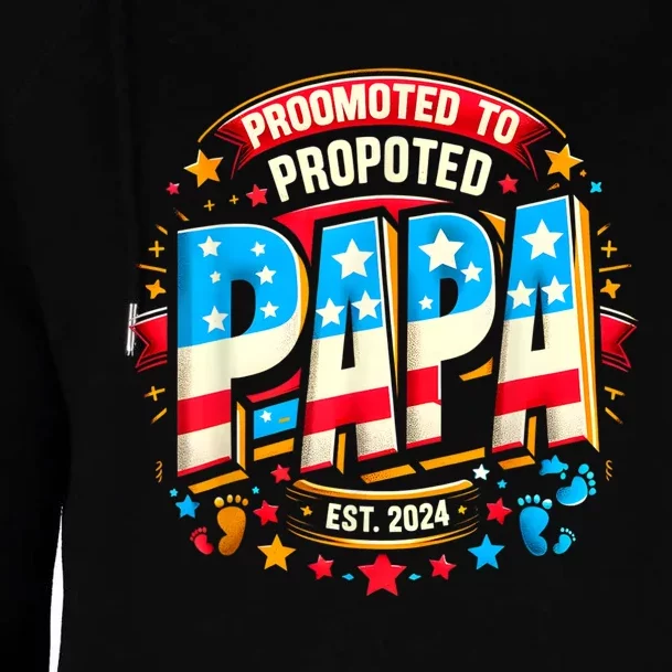 Promoted To Papa Est. 2024 New Papa Fathers Day Womens Funnel Neck Pullover Hood