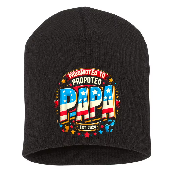 Promoted To Papa Est. 2024 New Papa Fathers Day Short Acrylic Beanie