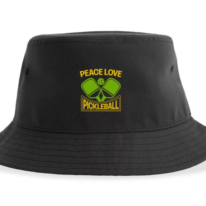 Pickleball Team Peace Love Pickleball Paddles Sport Gift Sustainable Bucket Hat