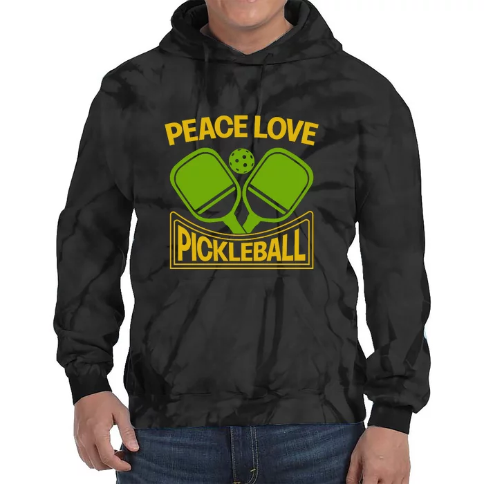 Pickleball Team Peace Love Pickleball Paddles Sport Gift Tie Dye Hoodie