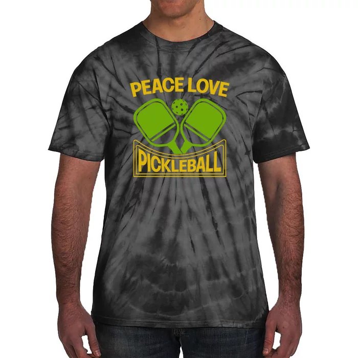 Pickleball Team Peace Love Pickleball Paddles Sport Gift Tie-Dye T-Shirt