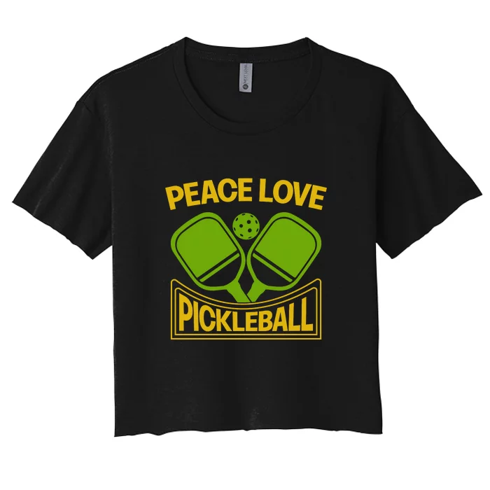 Pickleball Team Peace Love Pickleball Paddles Sport Gift Women's Crop Top Tee