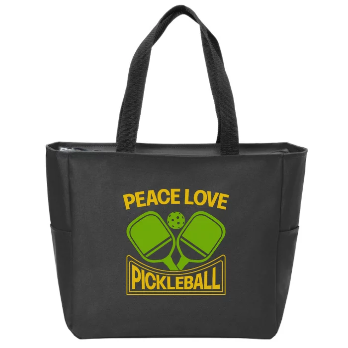 Pickleball Team Peace Love Pickleball Paddles Sport Gift Zip Tote Bag