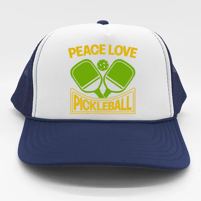 Pickleball Team Peace Love Pickleball Paddles Sport Gift Trucker Hat