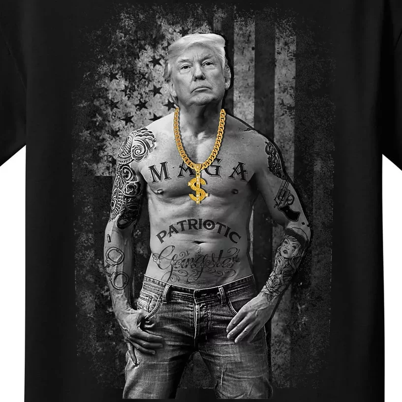 Pro Trump Patriotic Gangster Felon Conviction Kids T-Shirt