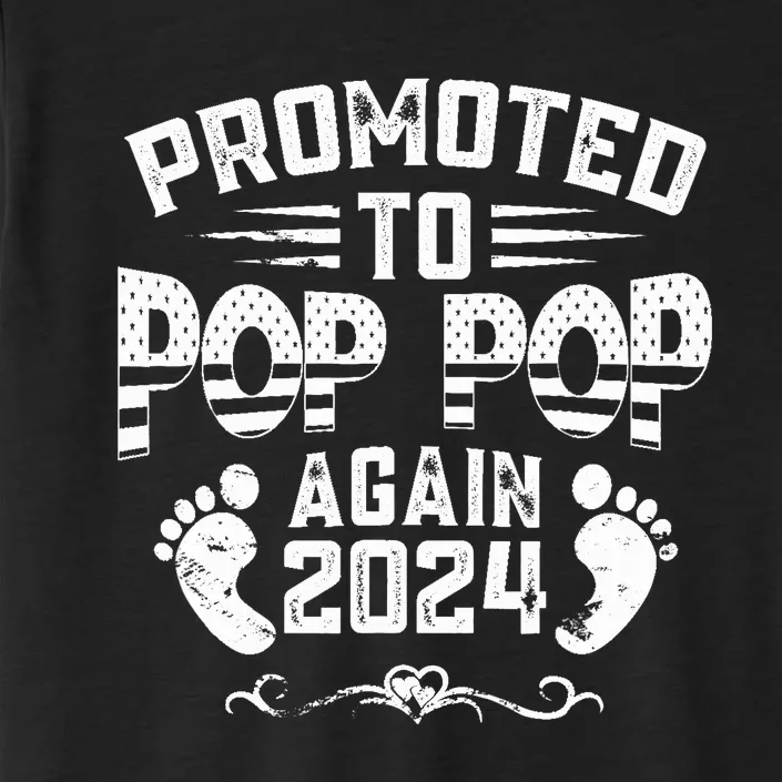 Promoted To Pop Pop Again 2024 Funny Pregnancy Announcement ChromaSoft Performance T-Shirt