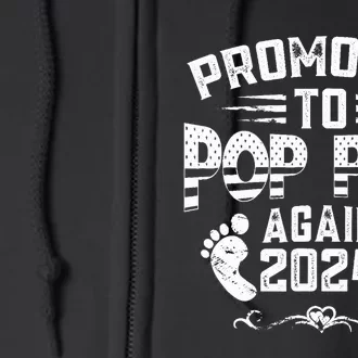 Promoted To Pop Pop Again 2024 Funny Pregnancy Announcement Full Zip Hoodie