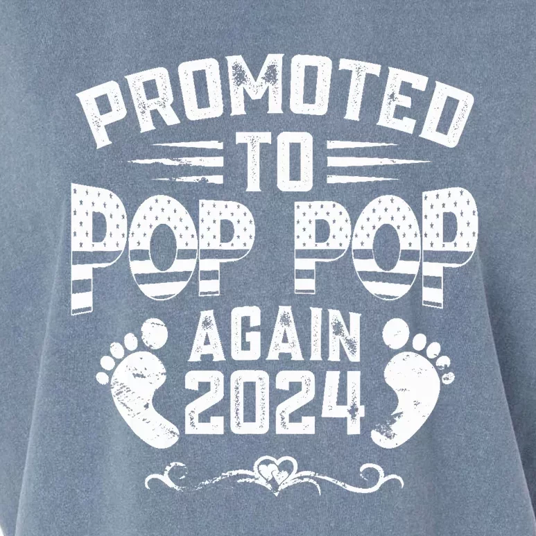 Promoted To Pop Pop Again 2024 Funny Pregnancy Announcement Garment-Dyed Women's Muscle Tee