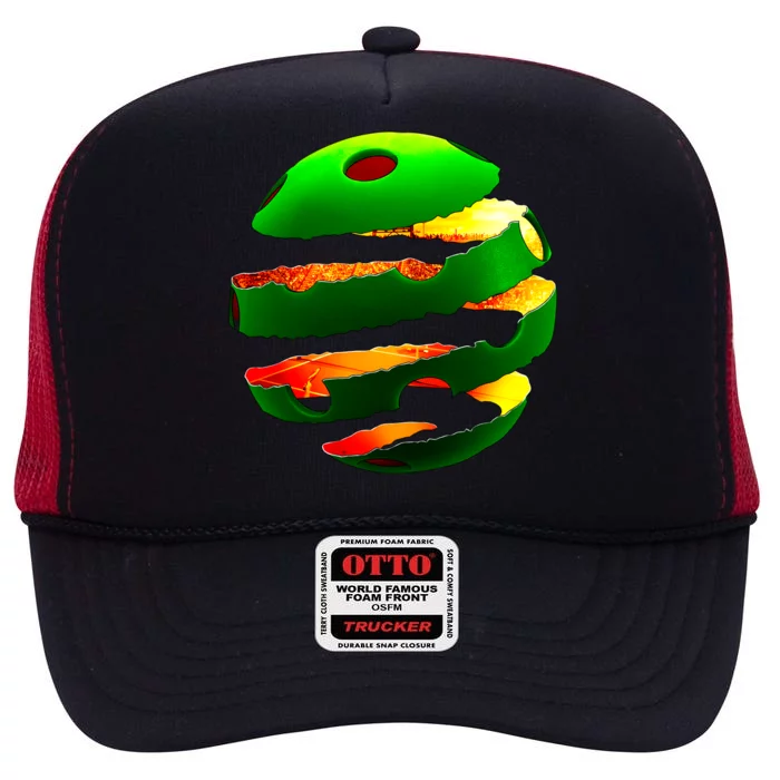 Pickleball Tear High Crown Mesh Trucker Hat