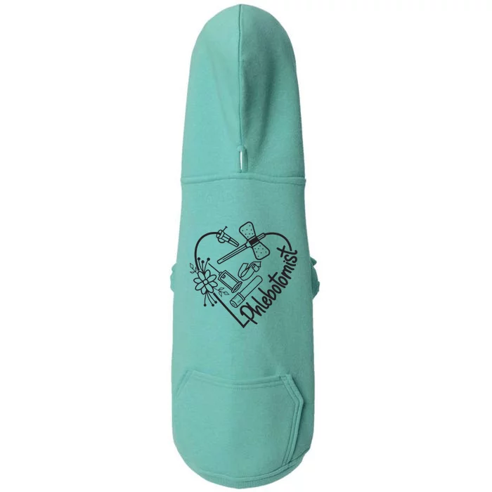 Phlebotomy Technician Phlebotomist Love Heart Doggie 3-End Fleece Hoodie