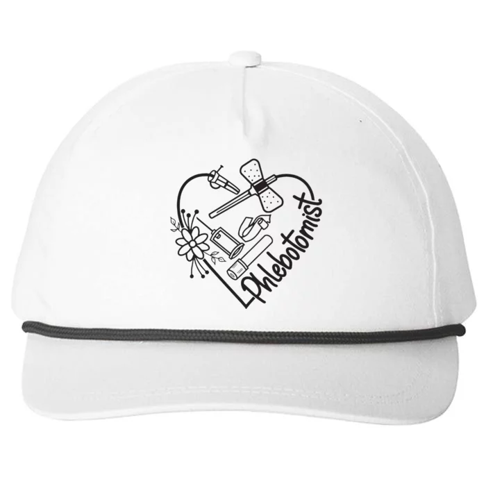 Phlebotomy Technician Phlebotomist Love Heart Snapback Five-Panel Rope Hat