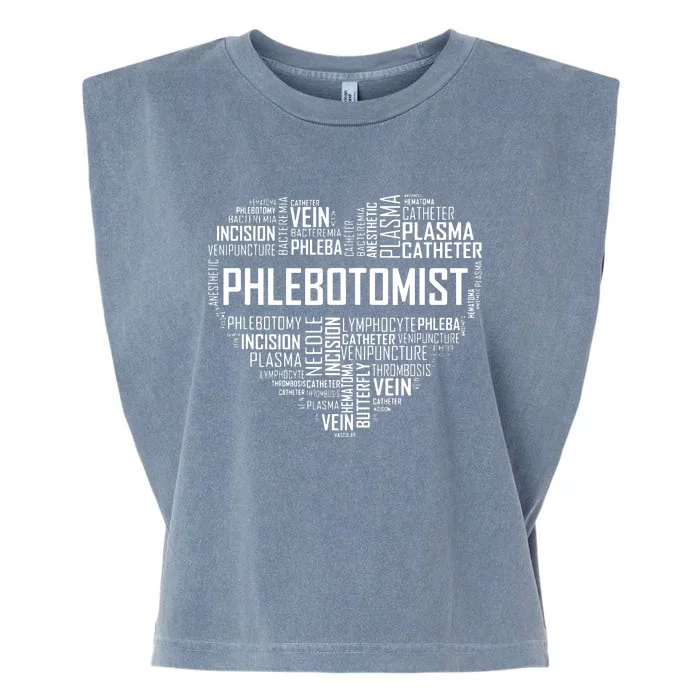 Phlebotomy Technician Phlebotomist Love Heart Gift Garment-Dyed Women's Muscle Tee