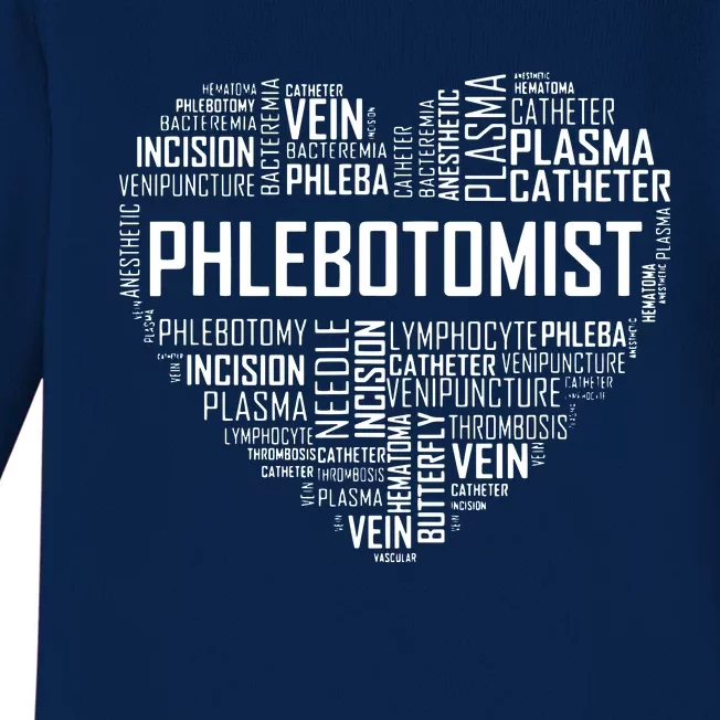 Phlebotomy Technician Phlebotomist Love Heart Gift Baby Long Sleeve Bodysuit